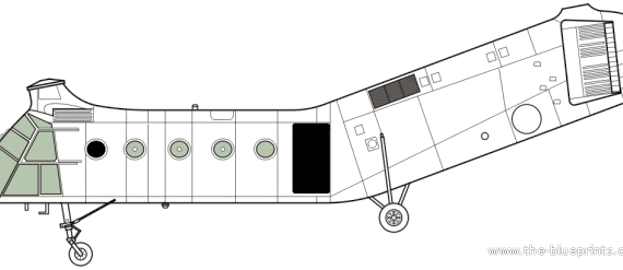 Piasecki H-21C Shawnee [Vertol] helicopter - drawings, dimensions, figures